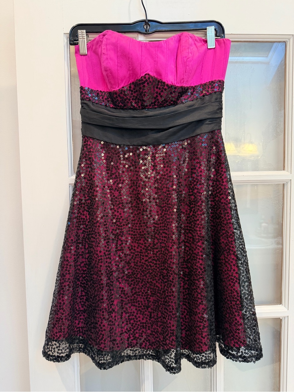 Vintage Betsey Johnson Y2K 90’s Glam Silk Hot Pink Sequin Party Dress Size 6